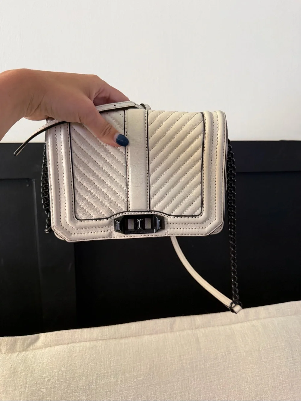 Rebecca minkoff Cream Quilted Crossbody Bag with Chain Strap
